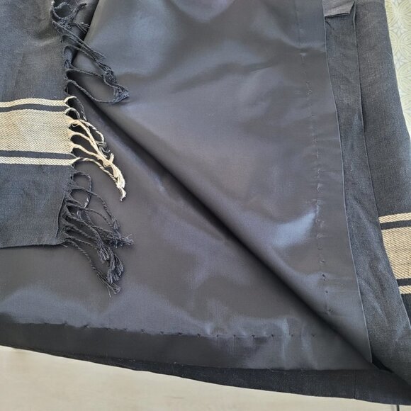 Jones New York Linen Fringe Trim Wrap Midi Skirt - Picture 4 of 6